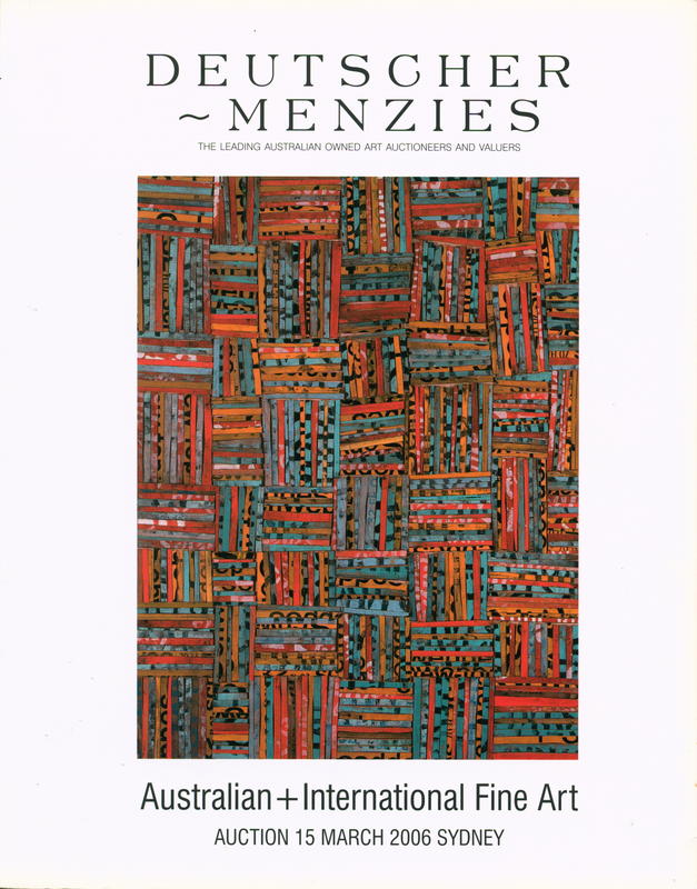 Australian and international fine art : auction, Wednesday 15 March, 6.30 pm, Sydney [2006] / Deutscher-Menzies cover