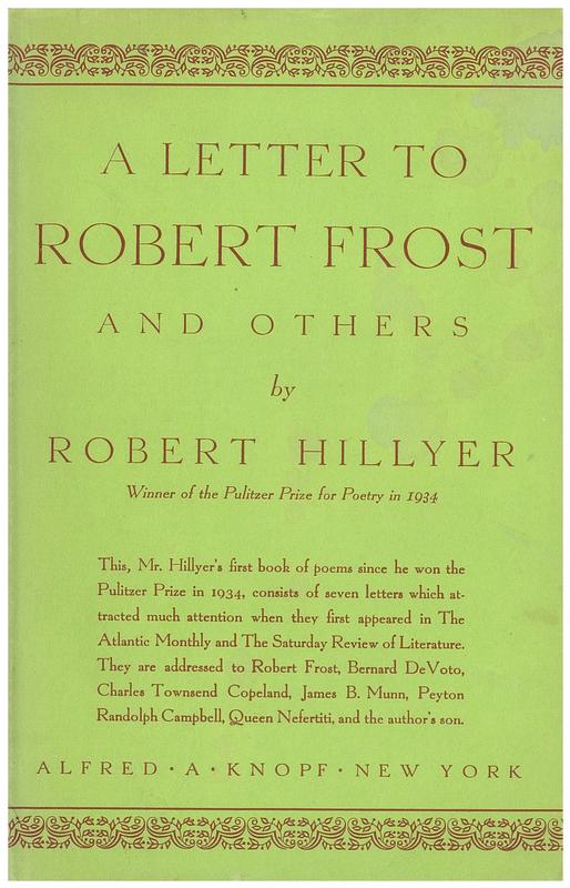 A letter to Robert Frost and others / by Robert Hillyer cover