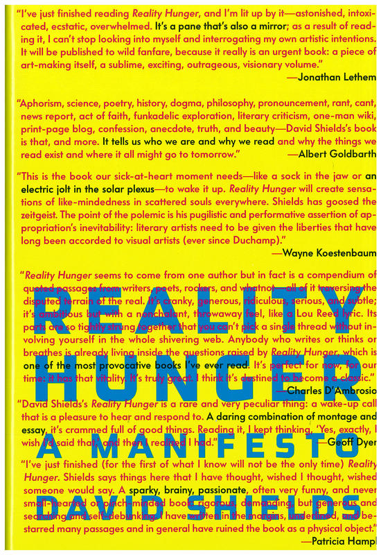 Reality hunger : a manifesto / David Shields cover