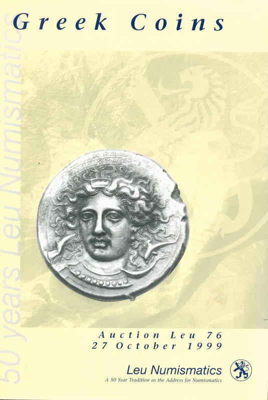 Greek coins : an exceptional private collection : auction Leu 76, Wednesday 27 October 1999 cover
