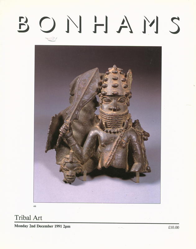 Tribal art : which will be sold at auction by Bonhams on Monday December 2nd, 1991 at 2pm cover