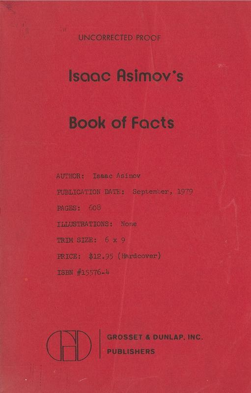 Isaac Asimov's book of facts [uncorrected proof] cover