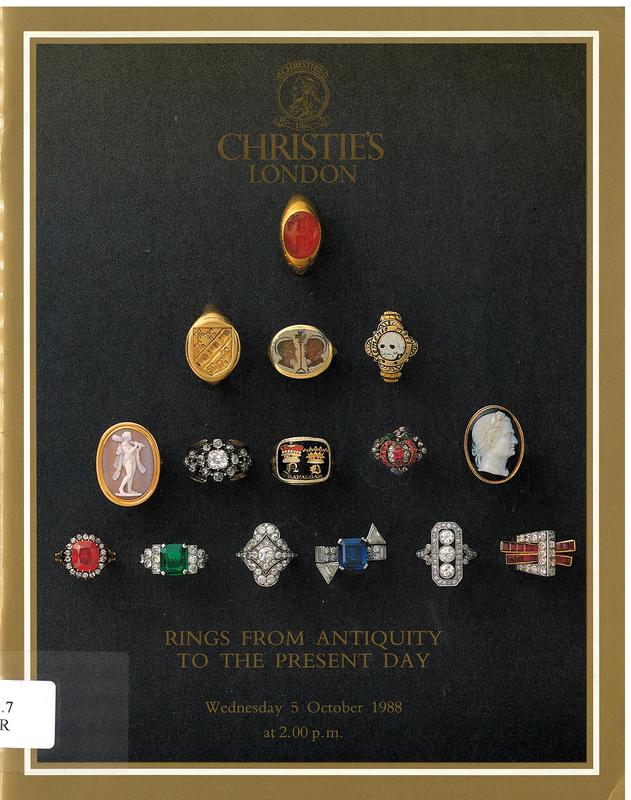 Rings from antiquity to the present day : the properties of the Duke of Atholl, Geoffrey Houghton-Brown, Esq., the Executors of the late Christopher Norris, Esq., and from various sources / Christie, Manson & Woods LTD. cover