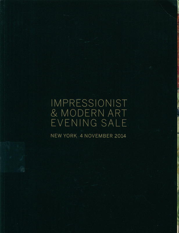 Impressionist and modern art evening sale : auction in New York, 4 November 2014 cover