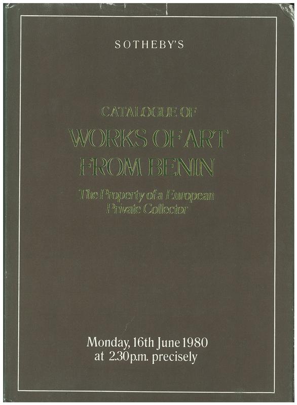 Catalogue of a collection of Benin works of art : the property of a European private collector cover
