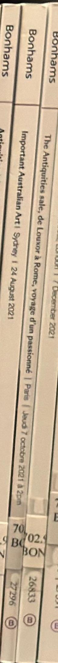 The antiquities sale : de Louxor a Rome, voyage d'un passionne : Paris, Jeudi 7 Octobre 2021 / Bonhams spine