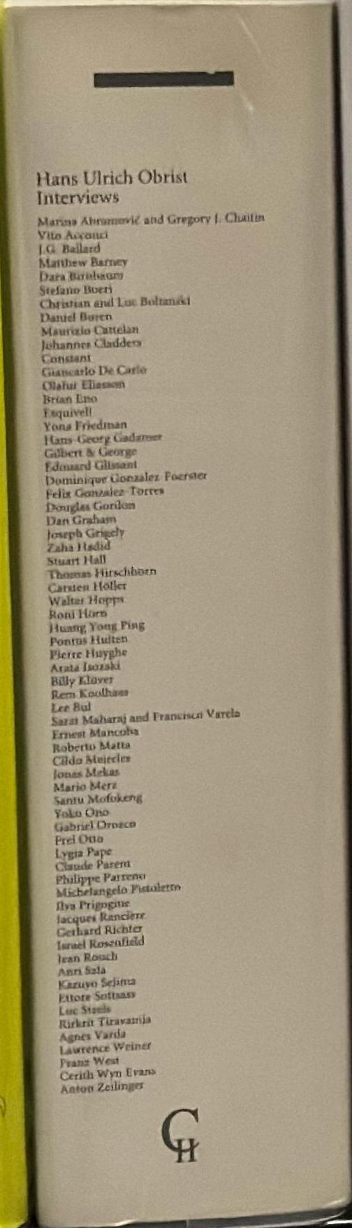 Hans-Ulrich Obrist : interviews : volume 1 spine
