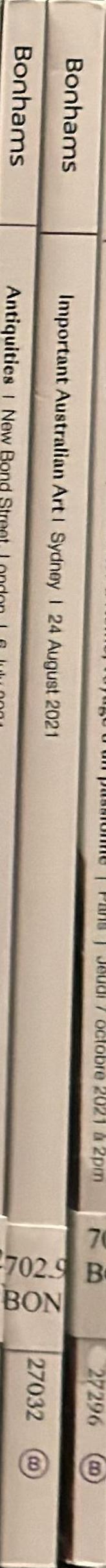 Important Australian Art : 24 August 2021 / Bonhams 1793 Limited spine