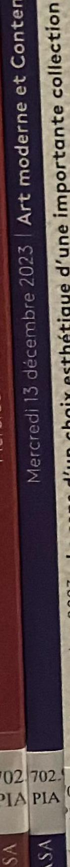 Art moderne et contemporain : vente mercredi 13 decembre 2023 / PIASA spine