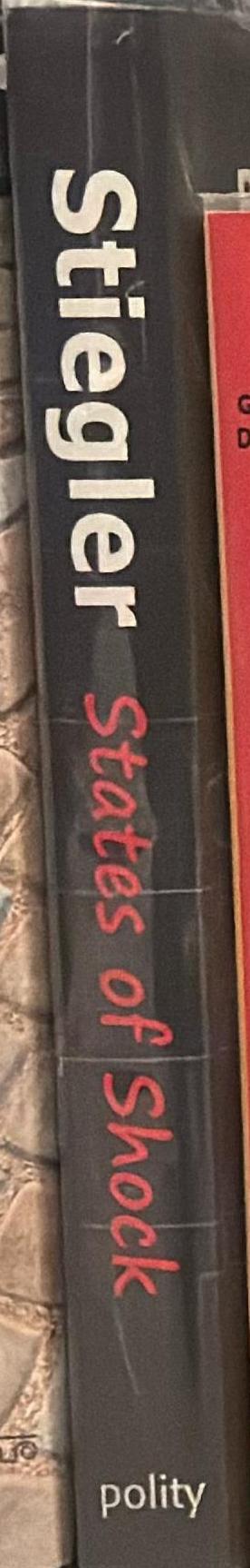 States of shock : stupidity and knowledge in the 21st century / Bernard Stiegler ; translated by Daniel Ross spine