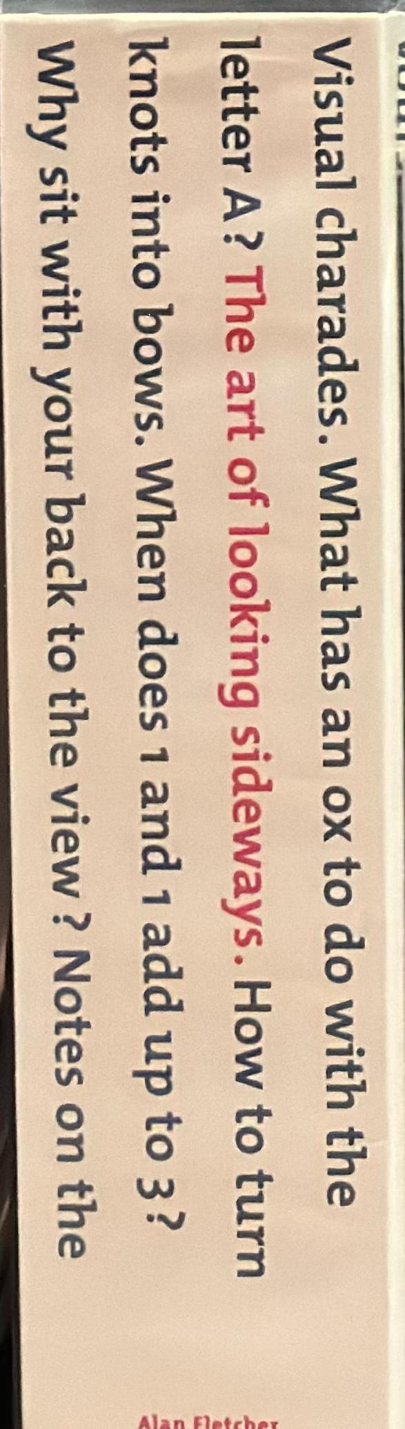 The art of looking sideways spine