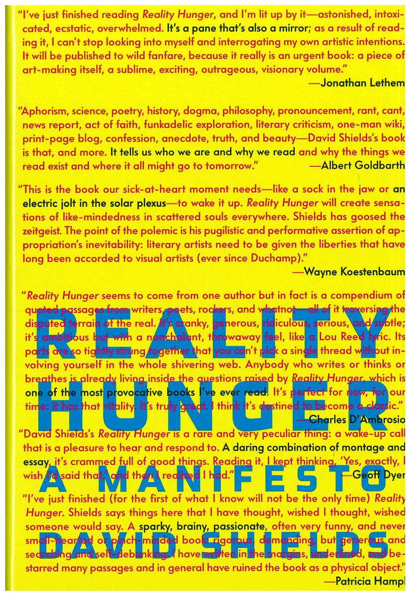 Reality hunger : a manifesto / David Shields cover