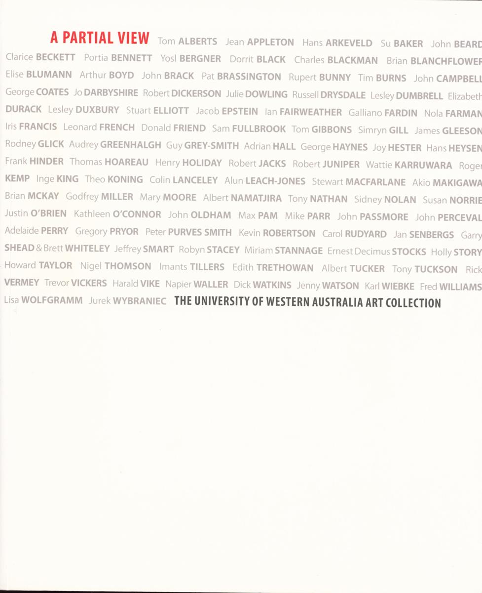 A partial view : the University of Western Australia art collection cover
