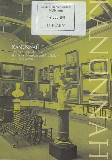 Kanunnah : the research journal of the Tasmanian Museum and Art Gallery cover