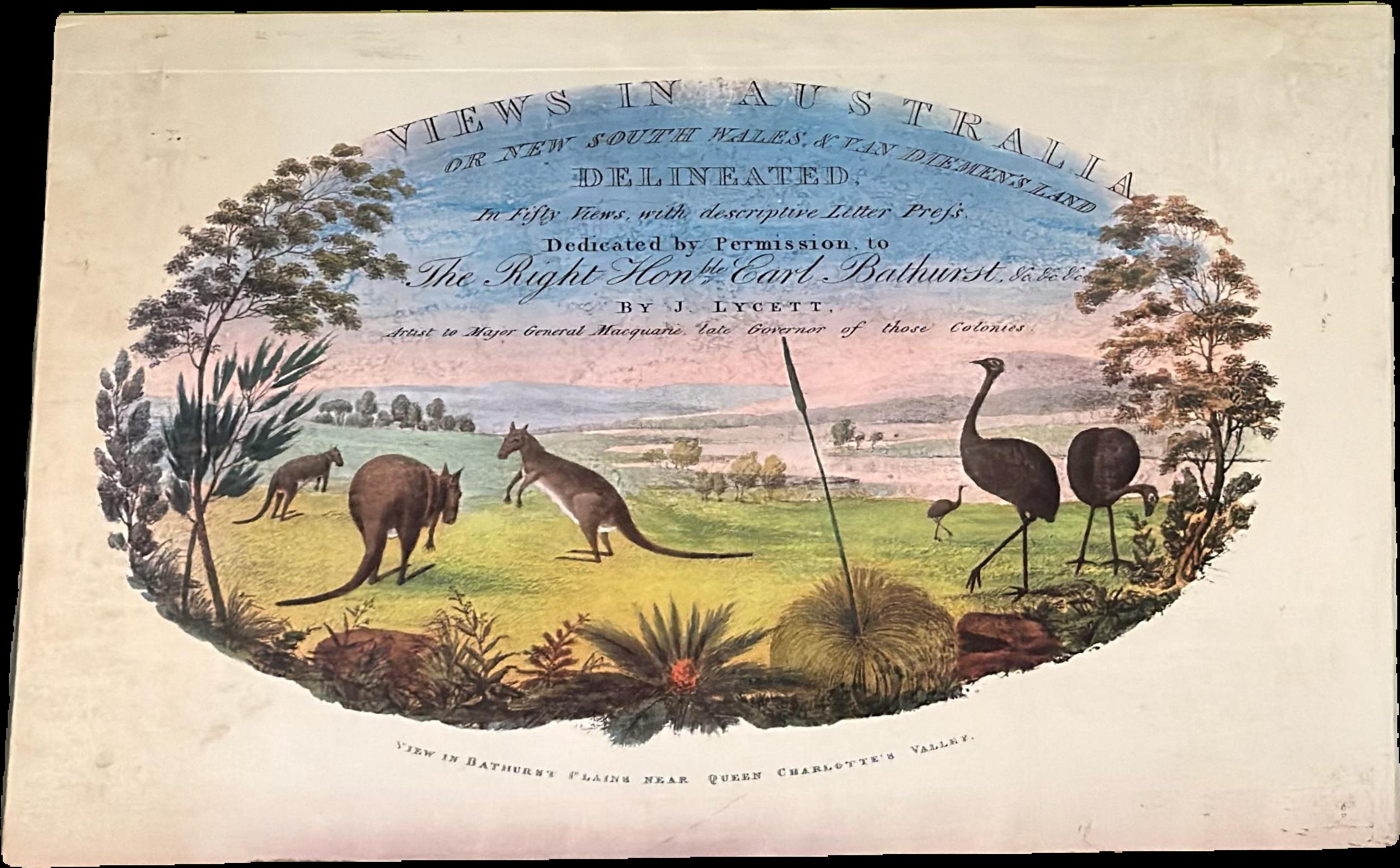 Views in Australia, or New South Wales & Van Diemen's Land delineated in fifty views : with descriptive letter press / by J. Lycett live cover