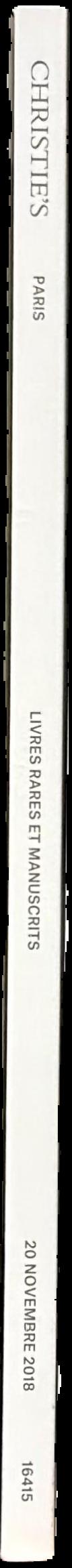 Livres rares et manuscrits : vente aux encheres, Mardi 20 Novembre 2018 / Christie's live spine