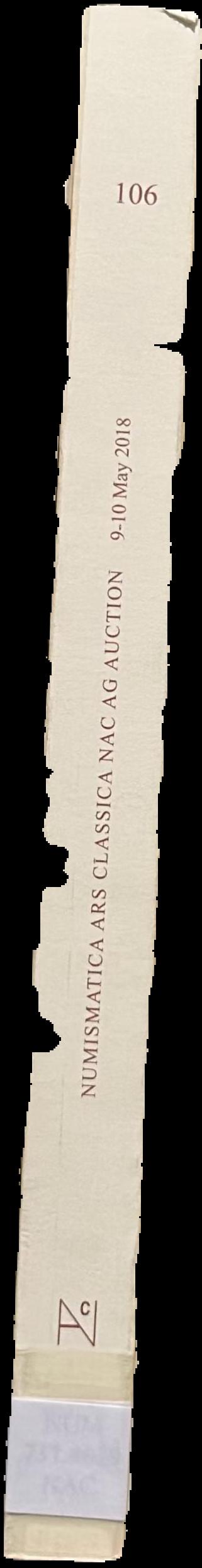 Auction 106 :  an important selection of Greek, Roman and Byzantine coins … , 9-10 May 2018 live spine