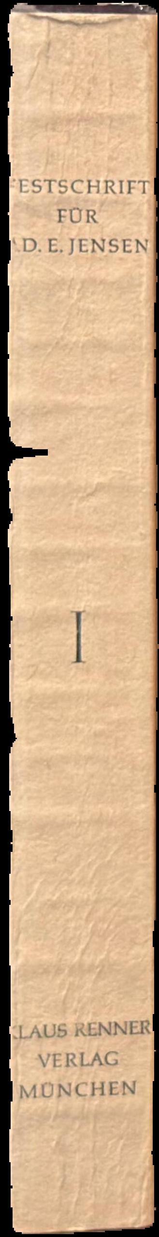 Festschrift for Ad. E. Jensen : Teil I live spine