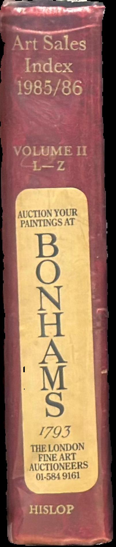 The art sales index 1985/86 : volume II : oil paintings, watercolours and drawings : artists L-Z : sculptures, bronzes and three dimensional works of art : artists A-Z live spine