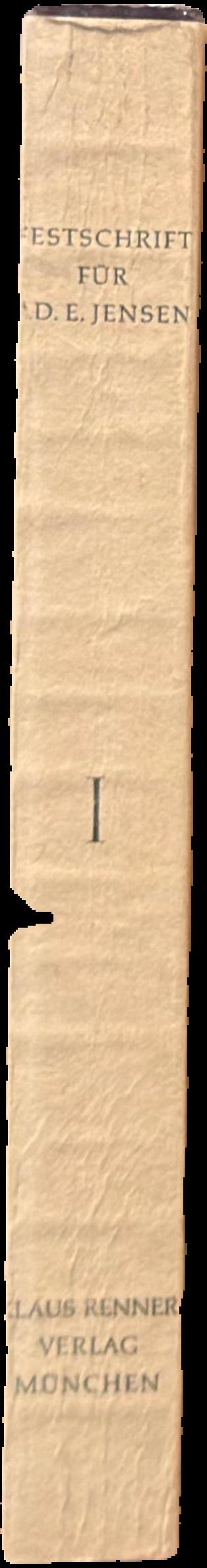 Festschrift for Ad. E. Jensen : Teil I live spine