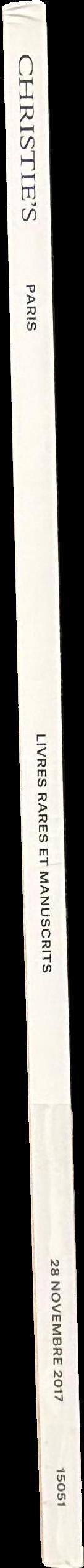 Livres rares et manuscrits, incluant des exemplaires remarquables de la bibliotheque de la Baronne Thyssen-Bornemisza : vente aux encheres, Mardi 28 Novembre 2017 / Christie's spine