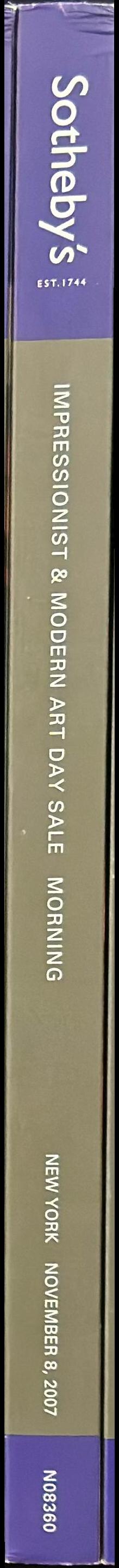 Impressionist and modern art day sale, morning : New York, Thursday, November 8, 2007 / Sotheby's spine