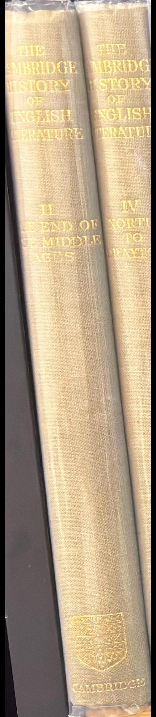 The Cambridge history of English literature : volume II : the end of the middle ages / edited by A. W. Ward and A. R. Waller spine
