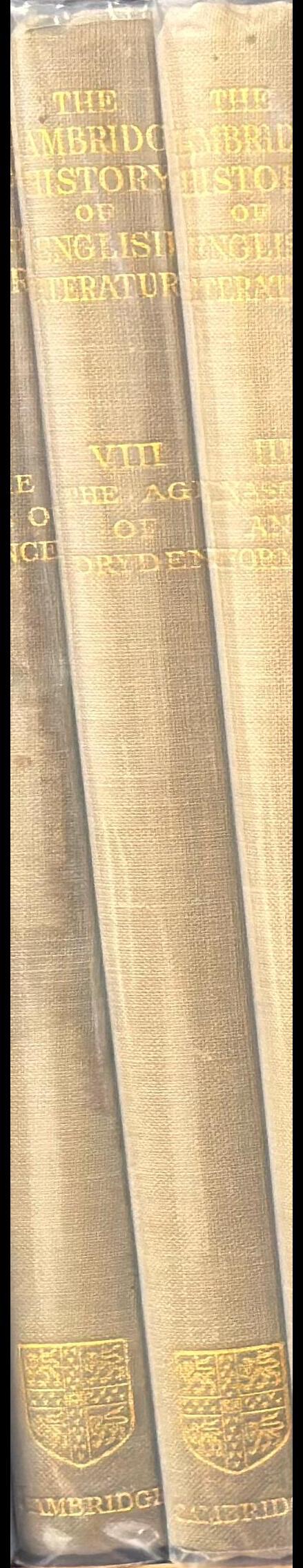 The Cambridge history of English literature : volume VIII : the age of Dryden / edited by A. W. Ward and A. R. Waller spine