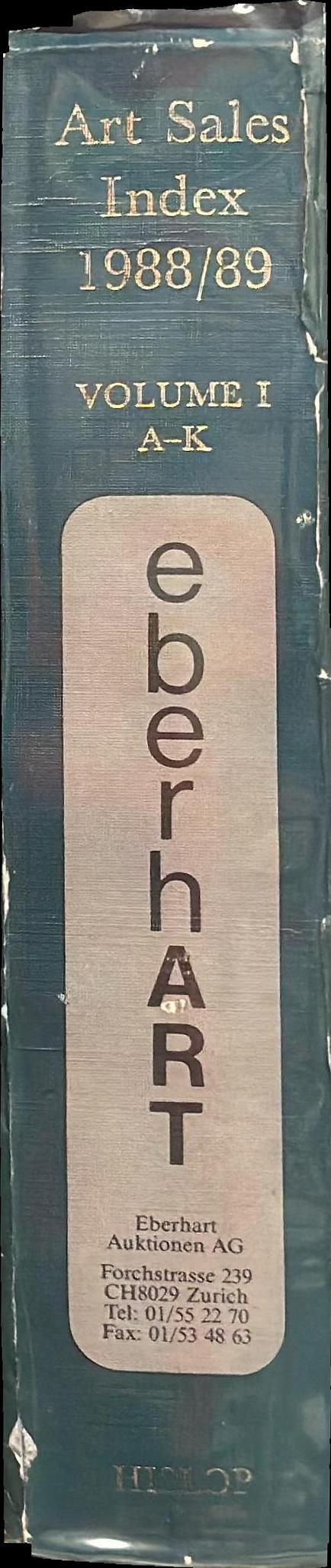 The art sales index 1988/89 : volume I : oil paintings, watercolours and drawings : artists A-K spine