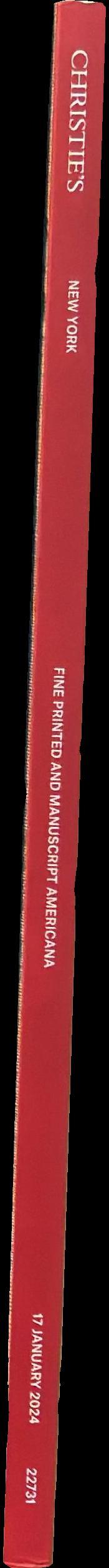 Fine printed and manuscript Americana, 17 January 2024 / Christie's spine