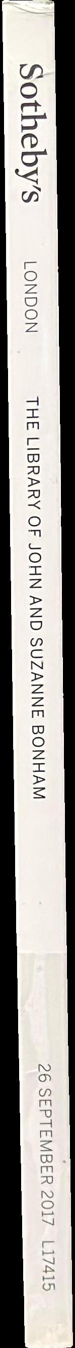 The library of John and Suzanne Bonham : auction in London, 26 September 2017 / Sotheby's spine