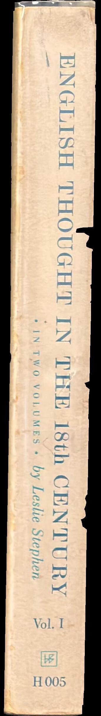 History of English thought in the eighteenth century : vol. 1 spine