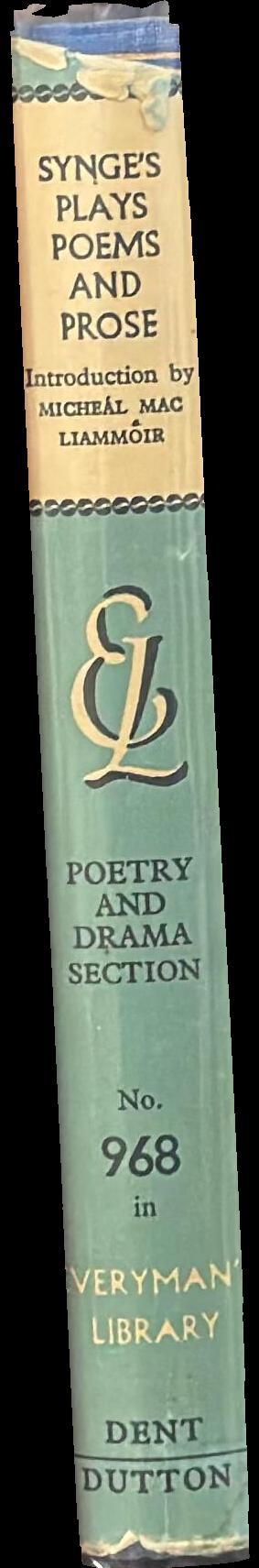 J. M. Synge's plays, poems, and prose spine
