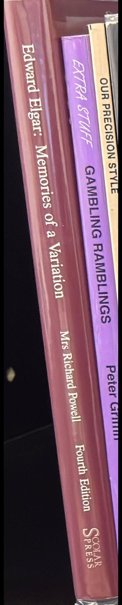 Edward Elgar : memories of a variation / Mrs Richard Powell ; revised and edited by Claud Powell ; addendum by Jerrold Northrop Moore spine