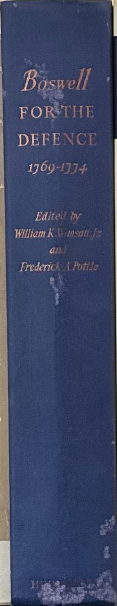 Boswell for the defence : 1769–1774 / edited by William K. Wimsmatt, Jr. and Rederick A Pottle spine