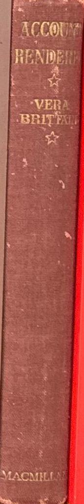 Account Rendered : A Novel / Vera Brittain spine