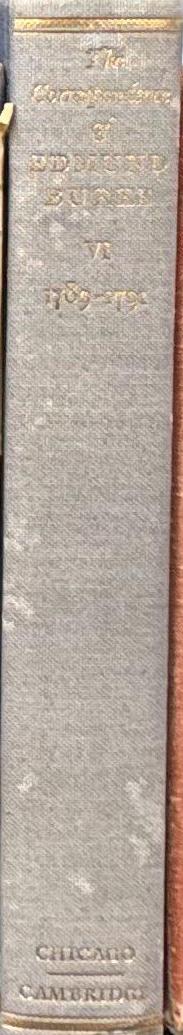 The correspondence of Edmund Burke : volume VI July 1789- December 1791 / edited by Alfred Cobban and Robert A. Smith spine