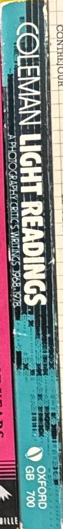 Light readings : a photography critic's writings, 1968–1978 / A. D. Coleman spine
