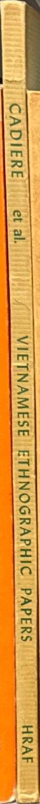 Vietnamese ethnographic papers by Cadiere, Chovet, Huard, Gouin, Sallet, Jeanselme, Hoe, Smolski, Dumountier / HRAF spine